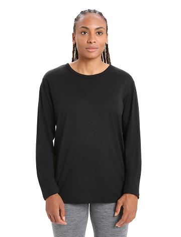 Women's Icebreaker Merino Granary T-Shirt Long Sleeve Black | CA 1308ILHS